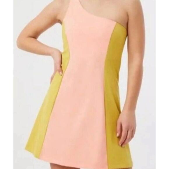 Outdoor Voices Womens One Shoulder Dress Size Medium Color Block Pickleball - Picture 2 of 10